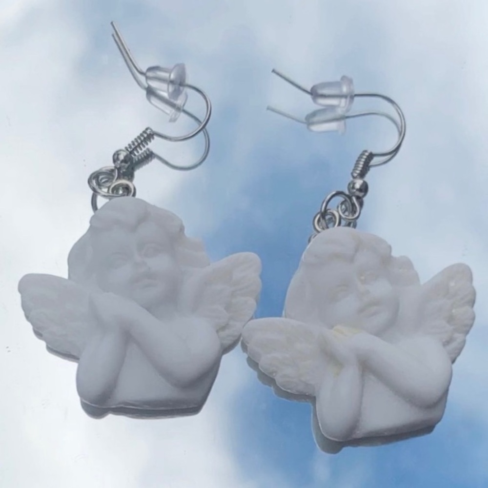 angel charm earrings